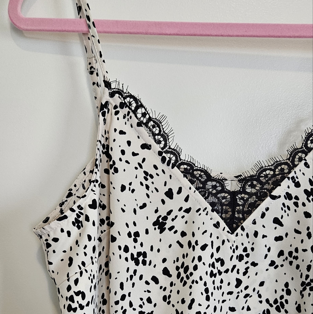 A New Day Spotted Lace Cami Blouse Cream Black Women's Size Large - Picture 3 of 9
